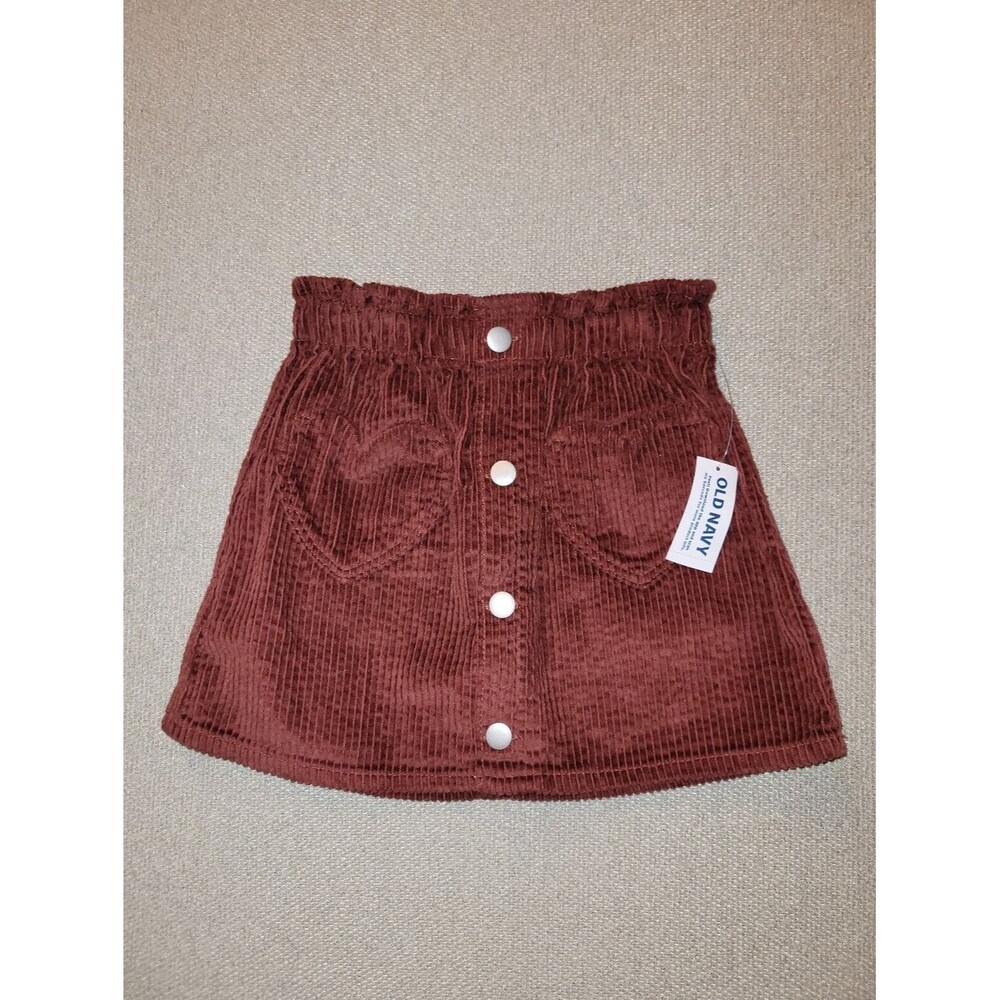 Old Navy Size 4t Girls Rust Brown Corduroy Skirt with Heart Pockets NWT